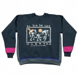 Vintage 90s Dia Del Los Muertos Raglan Crewneck Sz Large